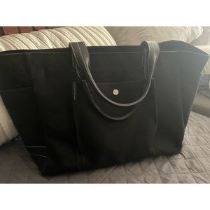 Tiffany oversized canvas purse tote with leather detail & straps